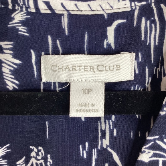 CHARTER CLUB SIZE 10 PETITE NAVY BLUE SCENIC BEACH VACATION SUMMER DRESS - Picture 14 of 16